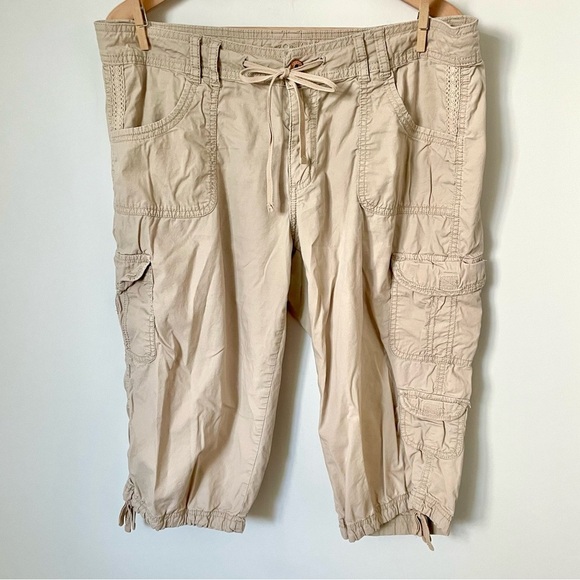 Vintage Y2K Cargo Cropped Capri Khaki Pants Size 14 - Picture 1 of 5